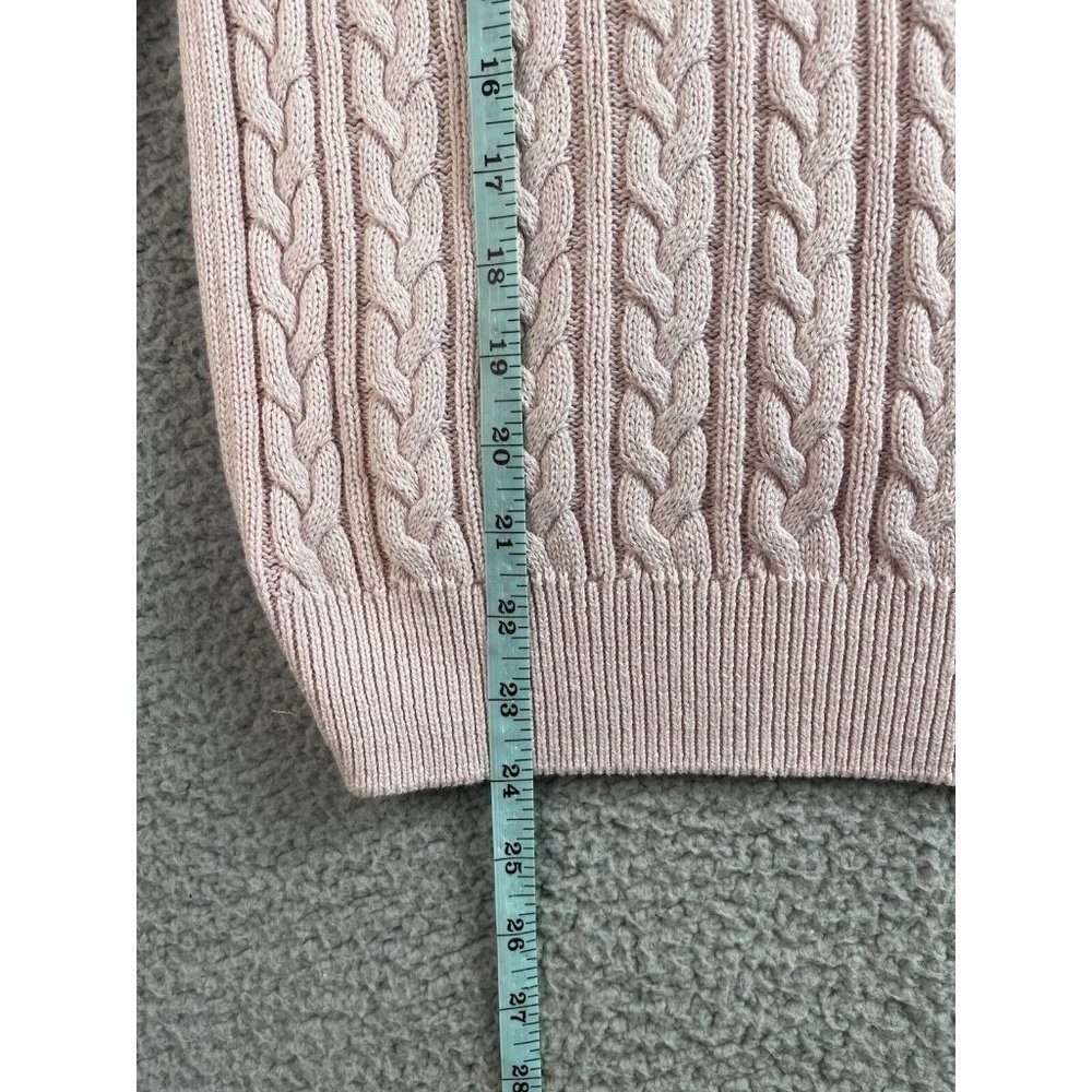 H&M Womens Sweater Size S Pink Cable Knit Pullover Long Sleeve Crew Neck Basic - Picture 6 of 9